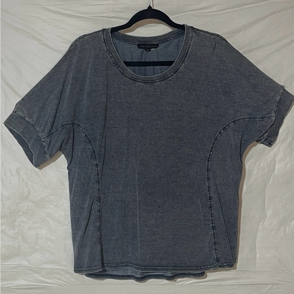 Jane and Delancey Distressed Blue Short Sleeve Top - Picture 3 of 10